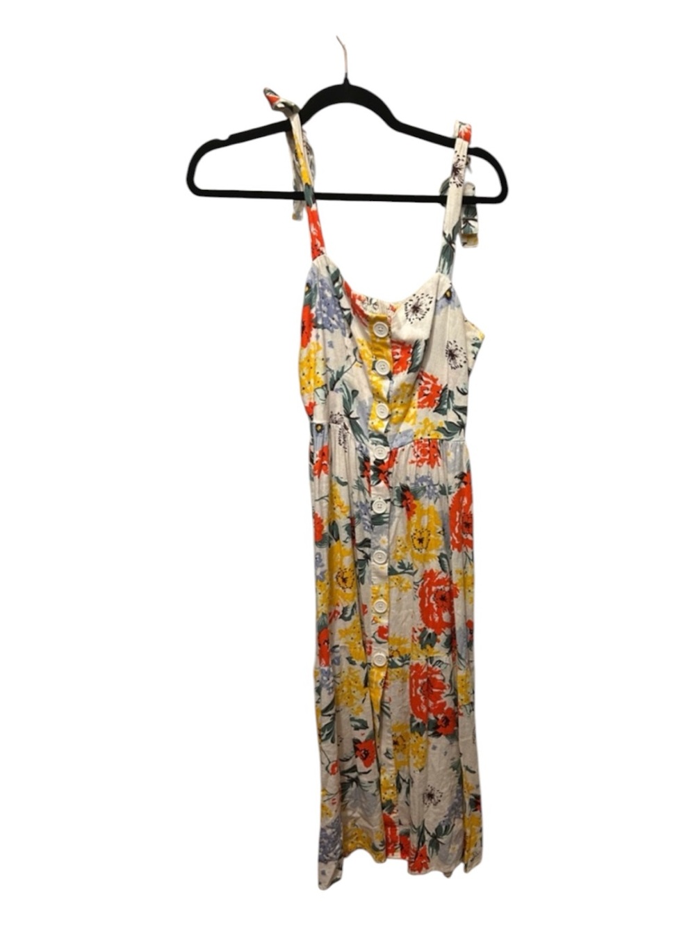 Urban Outfitters White Midi Dress with Yellow & Orange Floral